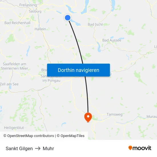 Sankt Gilgen to Muhr map
