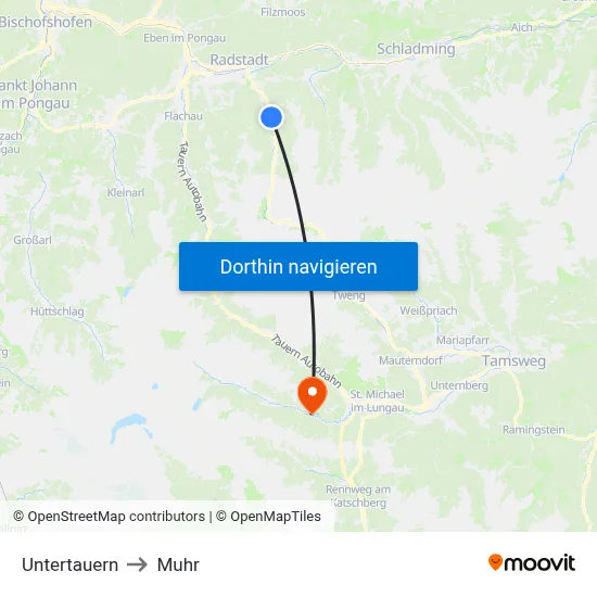 Untertauern to Muhr map