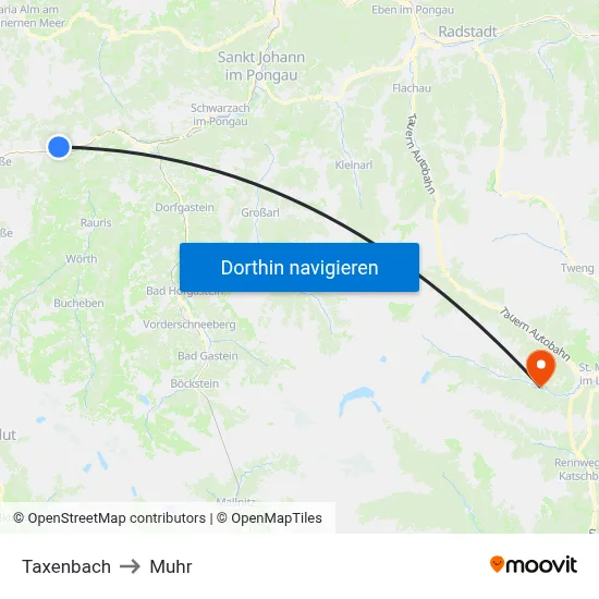Taxenbach to Muhr map