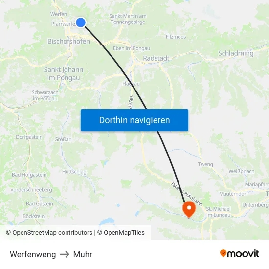 Werfenweng to Muhr map