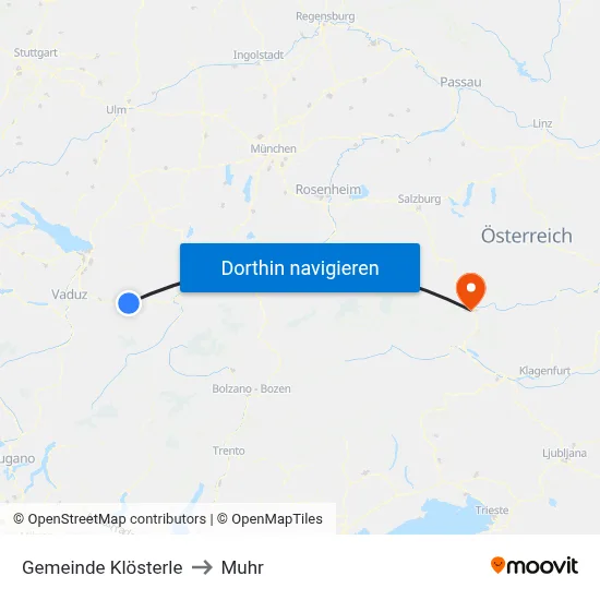Gemeinde Klösterle to Muhr map