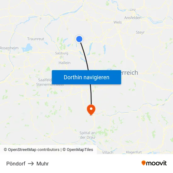 Pöndorf to Muhr map