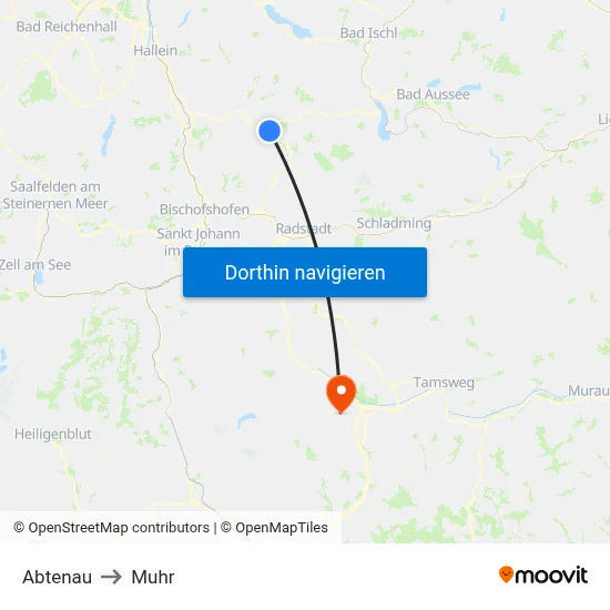 Abtenau to Muhr map