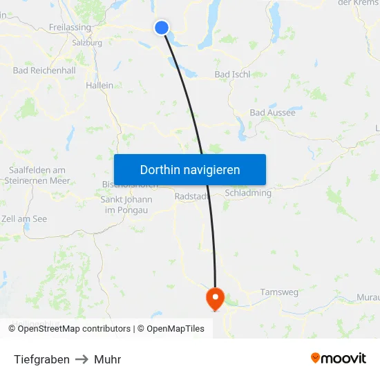 Tiefgraben to Muhr map
