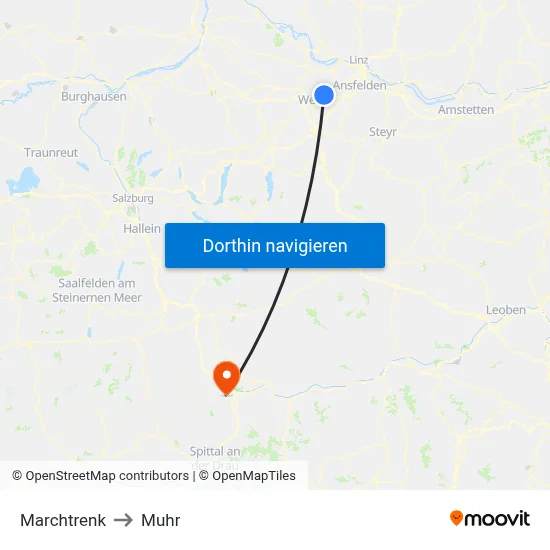 Marchtrenk to Muhr map