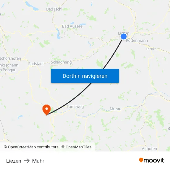 Liezen to Muhr map