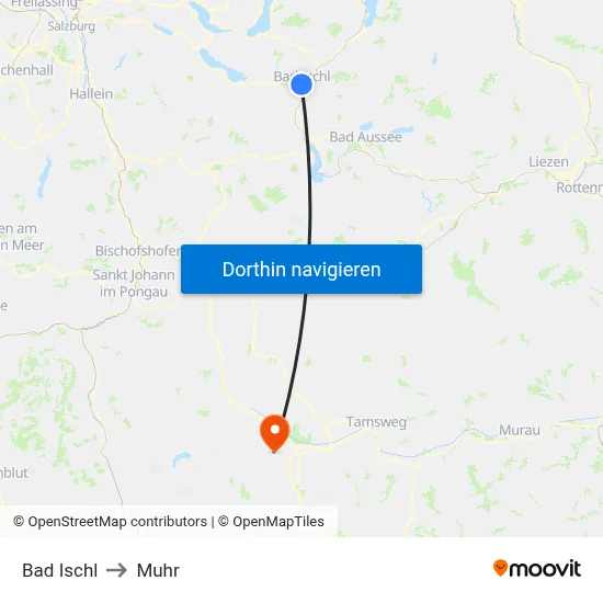 Bad Ischl to Muhr map