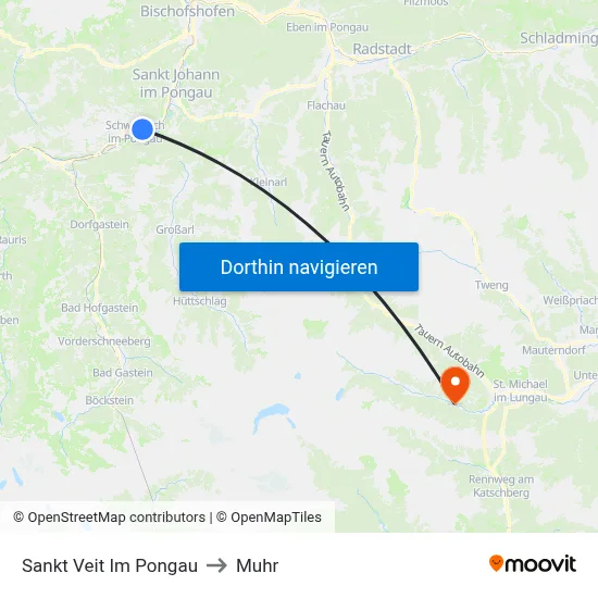 Sankt Veit Im Pongau to Muhr map
