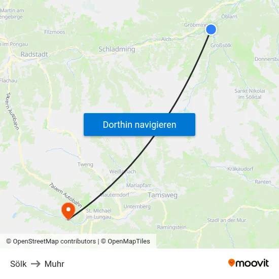 Sölk to Muhr map