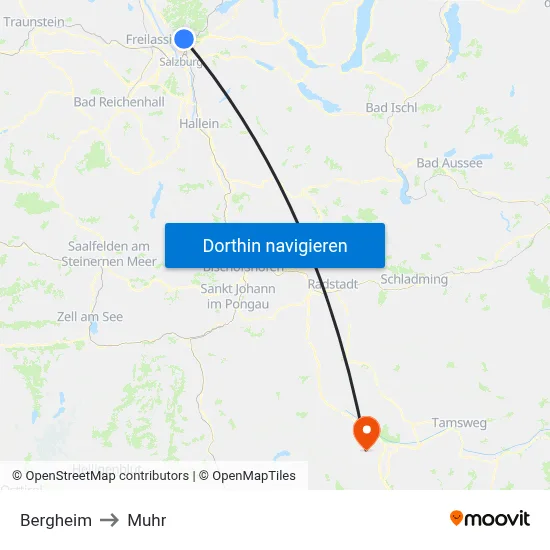 Bergheim to Muhr map