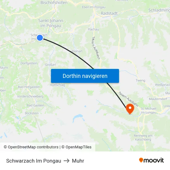 Schwarzach Im Pongau to Muhr map