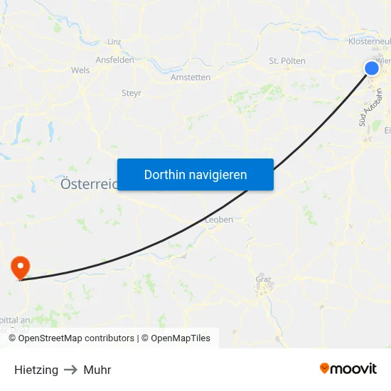 Hietzing to Muhr map