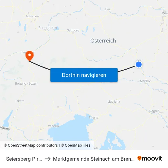 Seiersberg-Pirka to Marktgemeinde Steinach am Brenner map