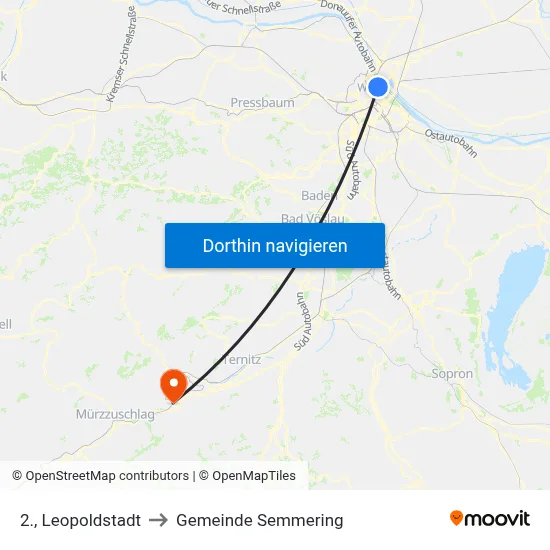 2., Leopoldstadt to Gemeinde Semmering map