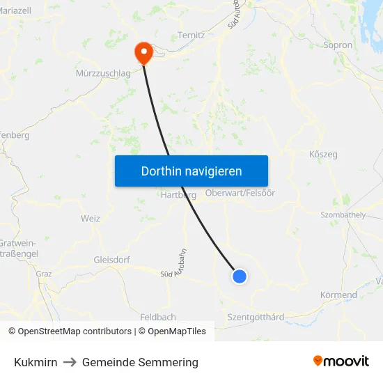 Kukmirn to Gemeinde Semmering map