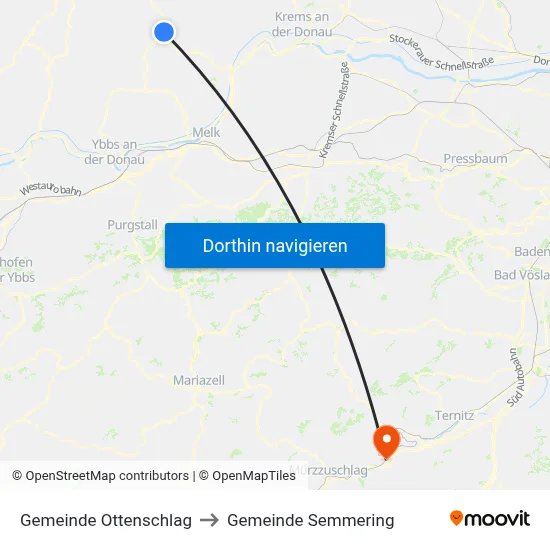 Gemeinde Ottenschlag to Gemeinde Semmering map