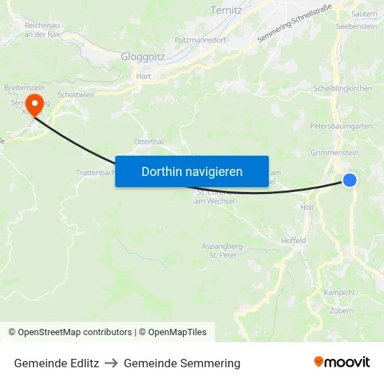 Gemeinde Edlitz to Gemeinde Semmering map