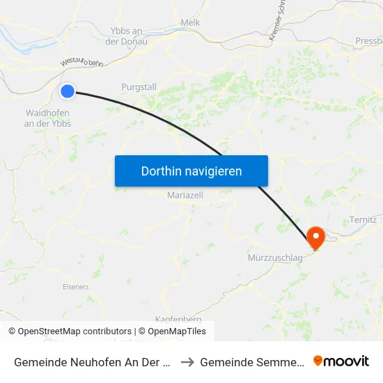 Gemeinde Neuhofen An Der Ybbs to Gemeinde Semmering map