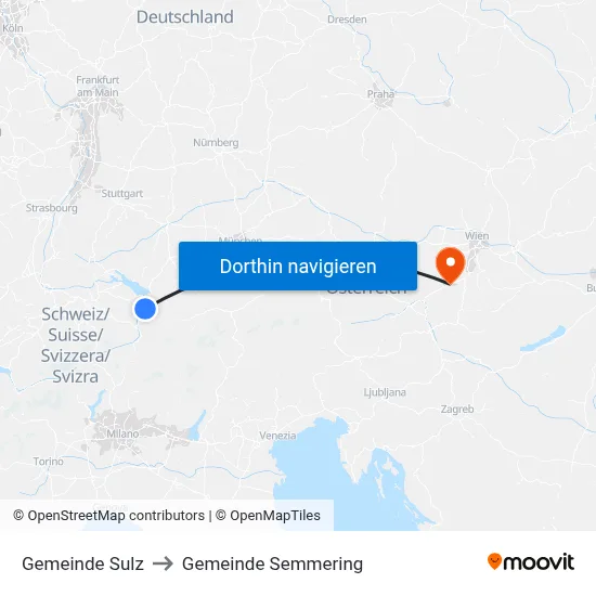 Gemeinde Sulz to Gemeinde Semmering map
