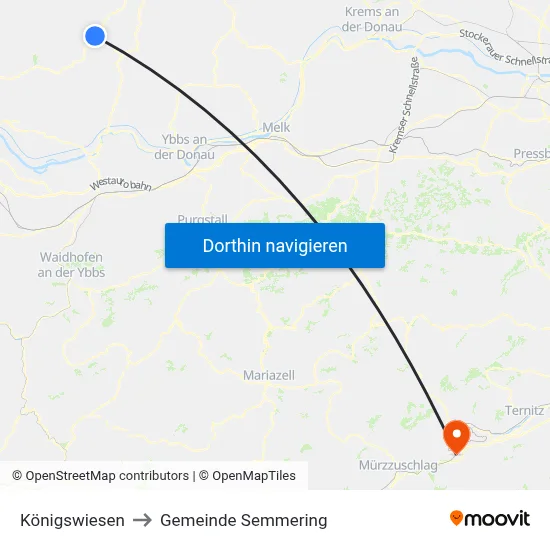 Königswiesen to Gemeinde Semmering map
