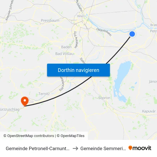 Gemeinde Petronell-Carnuntum to Gemeinde Semmering map