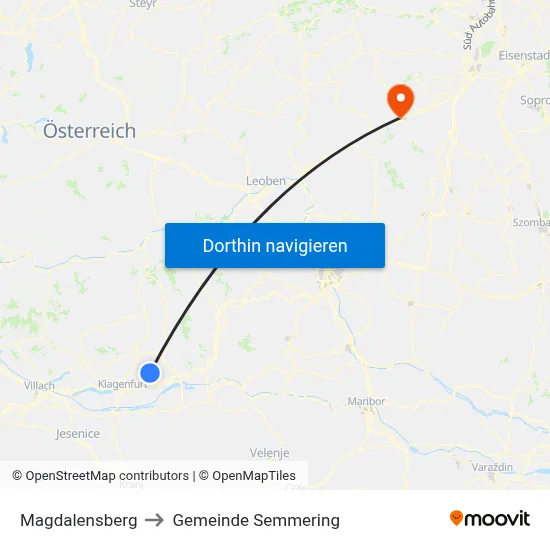 Magdalensberg to Gemeinde Semmering map