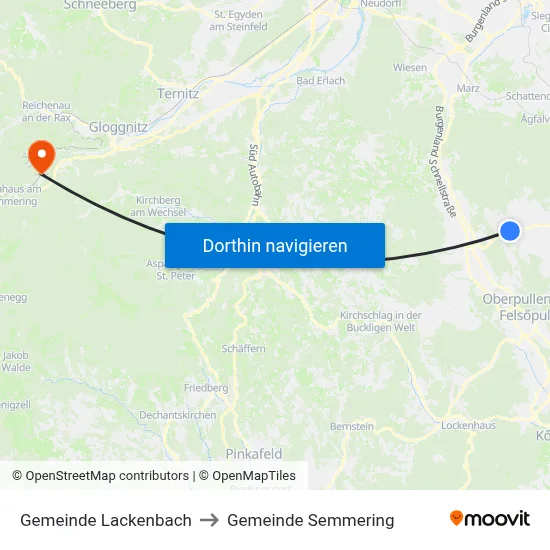 Gemeinde Lackenbach to Gemeinde Semmering map