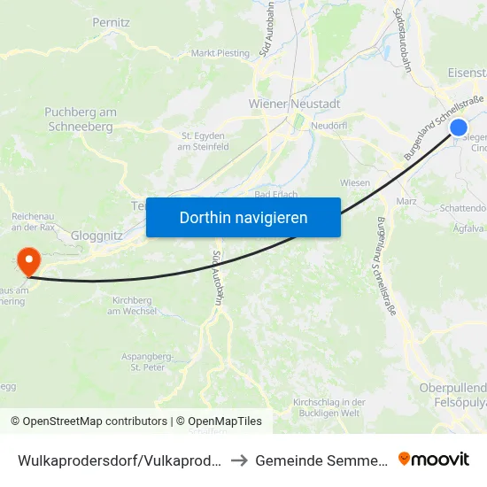 Wulkaprodersdorf/Vulkaprodrštof to Gemeinde Semmering map