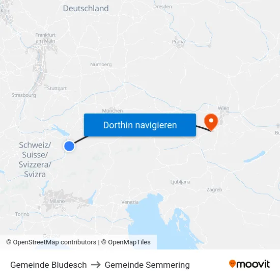Gemeinde Bludesch to Gemeinde Semmering map