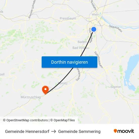 Gemeinde Hennersdorf to Gemeinde Semmering map