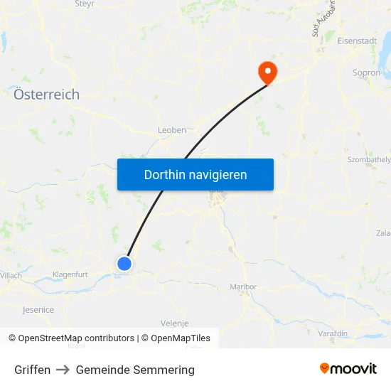 Griffen to Gemeinde Semmering map