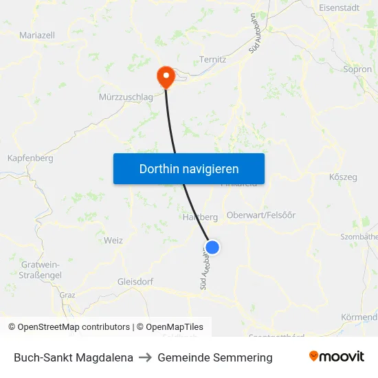 Buch-Sankt Magdalena to Gemeinde Semmering map