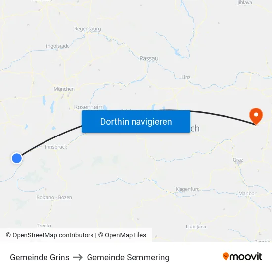Gemeinde Grins to Gemeinde Semmering map