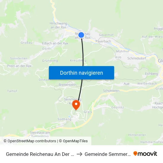 Gemeinde Reichenau An Der Rax to Gemeinde Semmering map