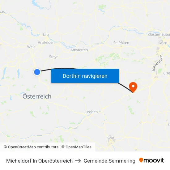 Micheldorf In Oberösterreich to Gemeinde Semmering map