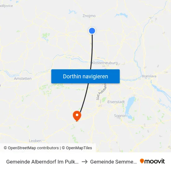 Gemeinde Alberndorf Im Pulkautal to Gemeinde Semmering map