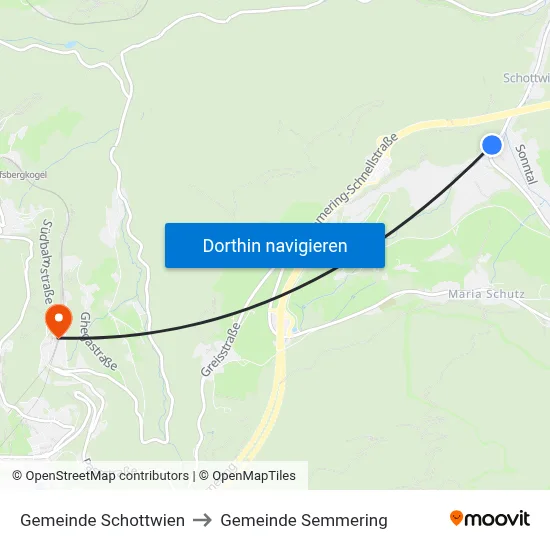 Gemeinde Schottwien to Gemeinde Semmering map