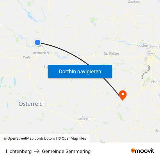 Lichtenberg to Gemeinde Semmering map