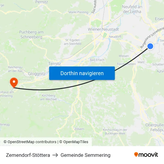 Zemendorf-Stöttera to Gemeinde Semmering map