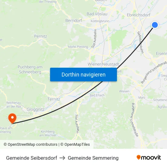 Gemeinde Seibersdorf to Gemeinde Semmering map