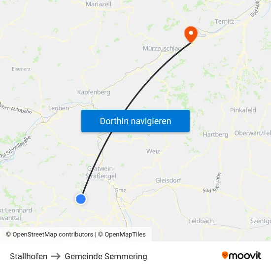 Stallhofen to Gemeinde Semmering map