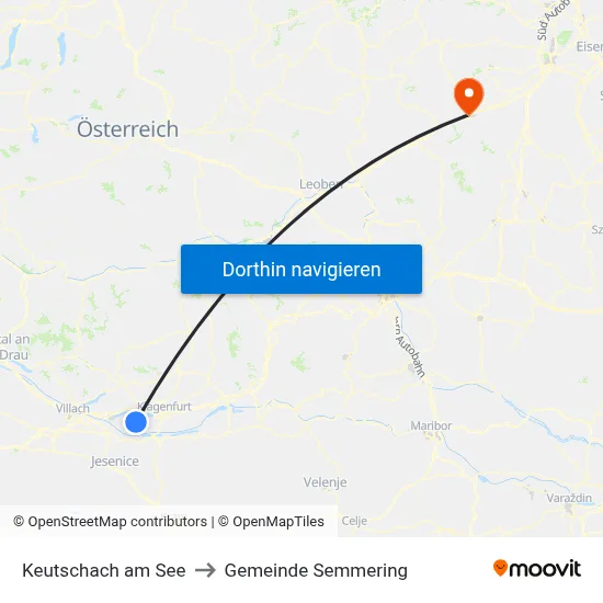 Keutschach am See to Gemeinde Semmering map