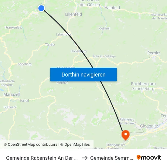 Gemeinde Rabenstein An Der Pielach to Gemeinde Semmering map
