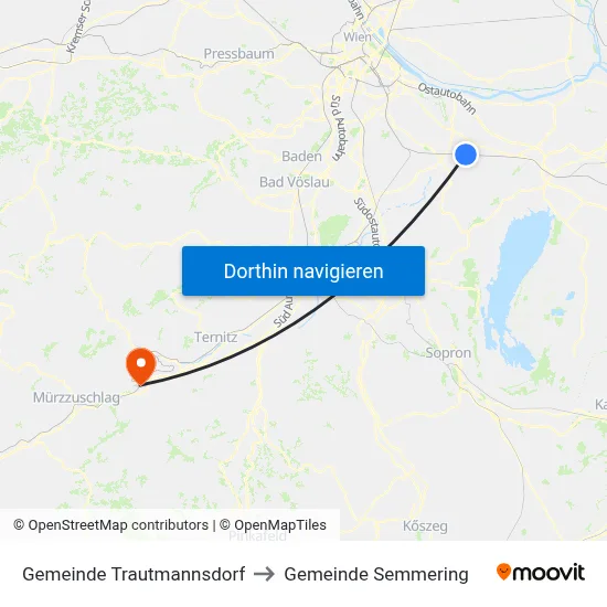 Gemeinde Trautmannsdorf to Gemeinde Semmering map
