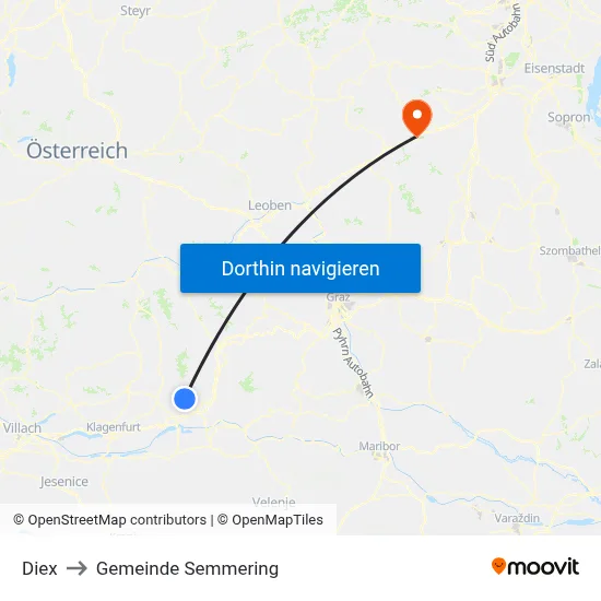 Diex to Gemeinde Semmering map