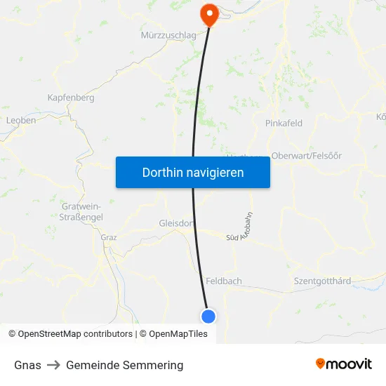 Gnas to Gemeinde Semmering map