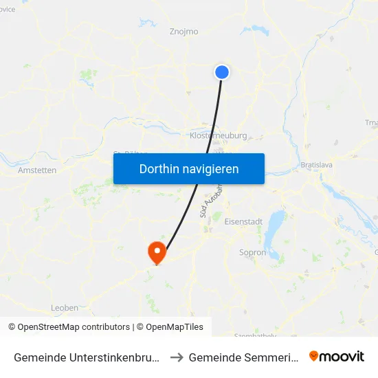 Gemeinde Unterstinkenbrunn to Gemeinde Semmering map