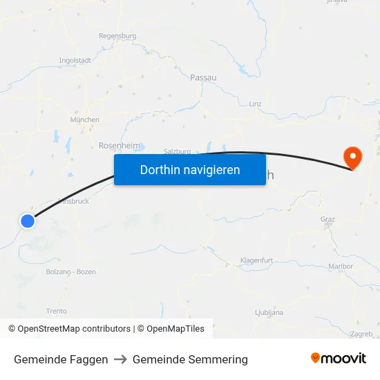 Gemeinde Faggen to Gemeinde Semmering map