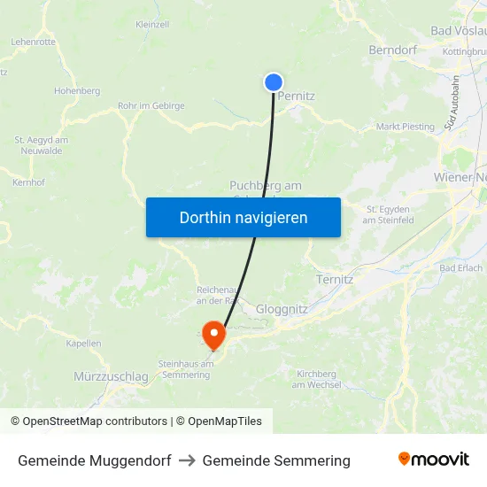 Gemeinde Muggendorf to Gemeinde Semmering map