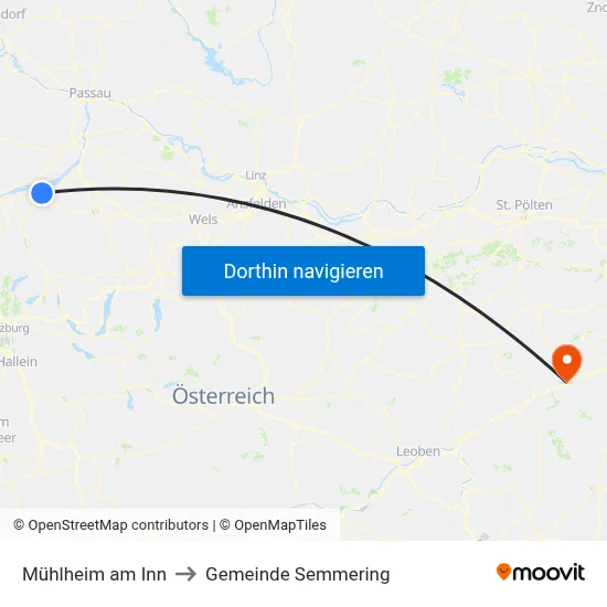 Mühlheim am Inn to Gemeinde Semmering map